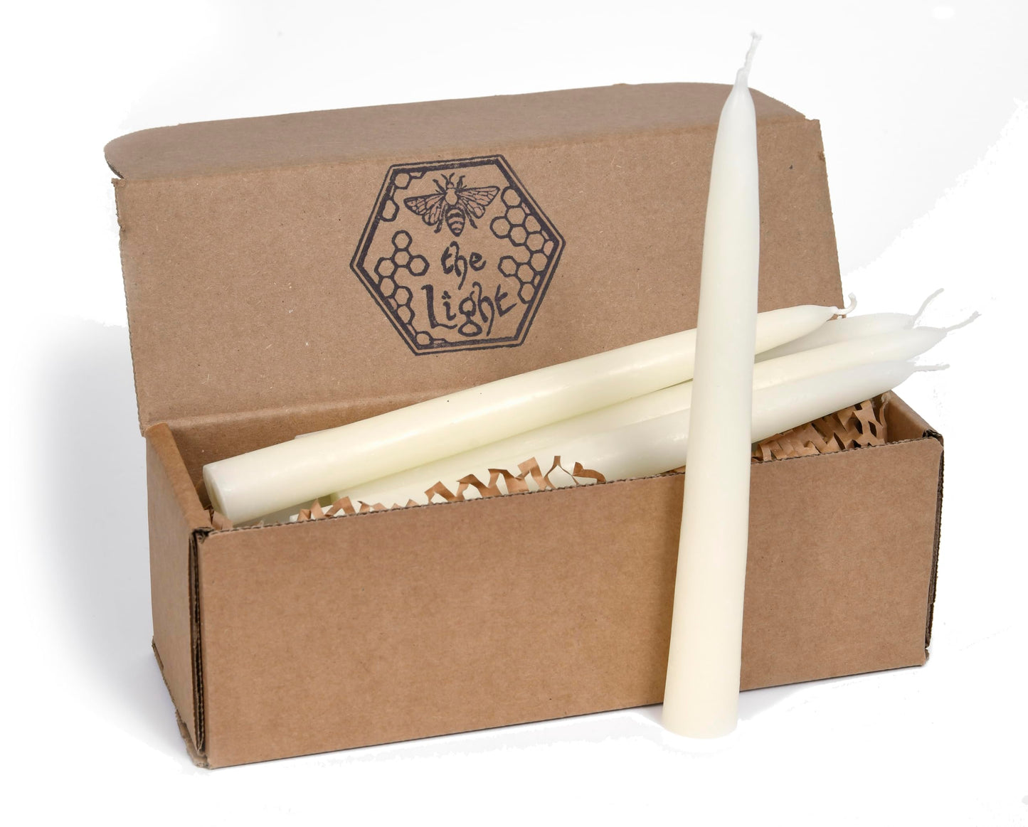 Bee The Light 100% Pure Beeswax Taper Candles - Hanukkah, Birthday or Orthodox, All-Natural Handmade Dipped Smokeless Unscented 8.5 inches (12 Pack) Ivory White