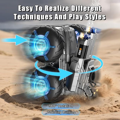 3-in-1 Remote Control Car RC Boat &amp Water Gun Amphibious Remote Control Car 4WD All-Terrain RC Cars Gesture Sensing Rc Stunt Car RC Trucks Toys Birthday Gifts for 8 9 10 11 12 Year Old Boys