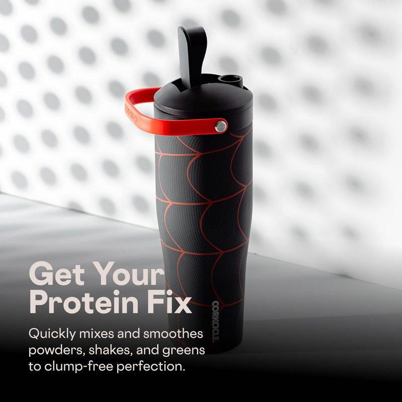 Corkcicle Protein Shaker - Built-In Agitator & Fruit Strainer Lid - 30oz - Miles Morales