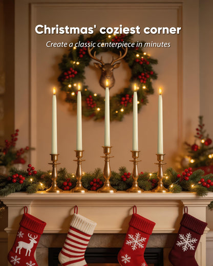 Homemory 11 inches Waxy Flameless Taper Candles with Remote Timer Dimmer, 3 Pcs Battery Operated Taper Candles with Flickering Flame, Ivory LED Candlesticks for Wedding, Christmas Indoor Decoration