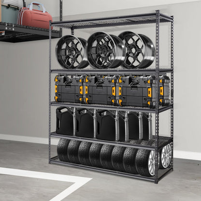 VEVOR Storage Shelving Unit, 5-Tier Adjustable, 2000 lbs Capacity, Heavy Duty Garage Shelves Metal Organizer Wire Rack, Black, 60" L x 24" W x 78" H for Kitchen Pantry Basement Bathroom Laundry Closet