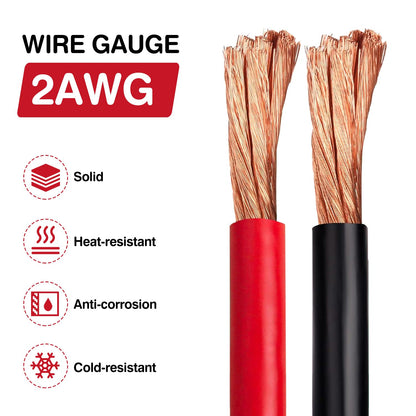 Venussar 24 FT Quick Disconnect Winch Power Cable, 2 Gauge 2 AWG Copper Wiring, Heavy Duty Quick Disconnect Cables
