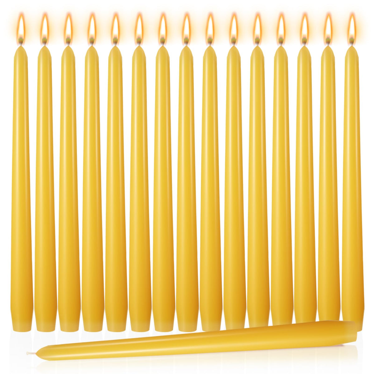 MTLEE 16 Pcs 10 Inch Long Tapered Candle Stick Bulk Smokeless Unscented Burning Candlestick Paraffin Wax with Cotton Wick for Valentine's Day Baby Shower Wedding Holiday Party Church (Yellow)