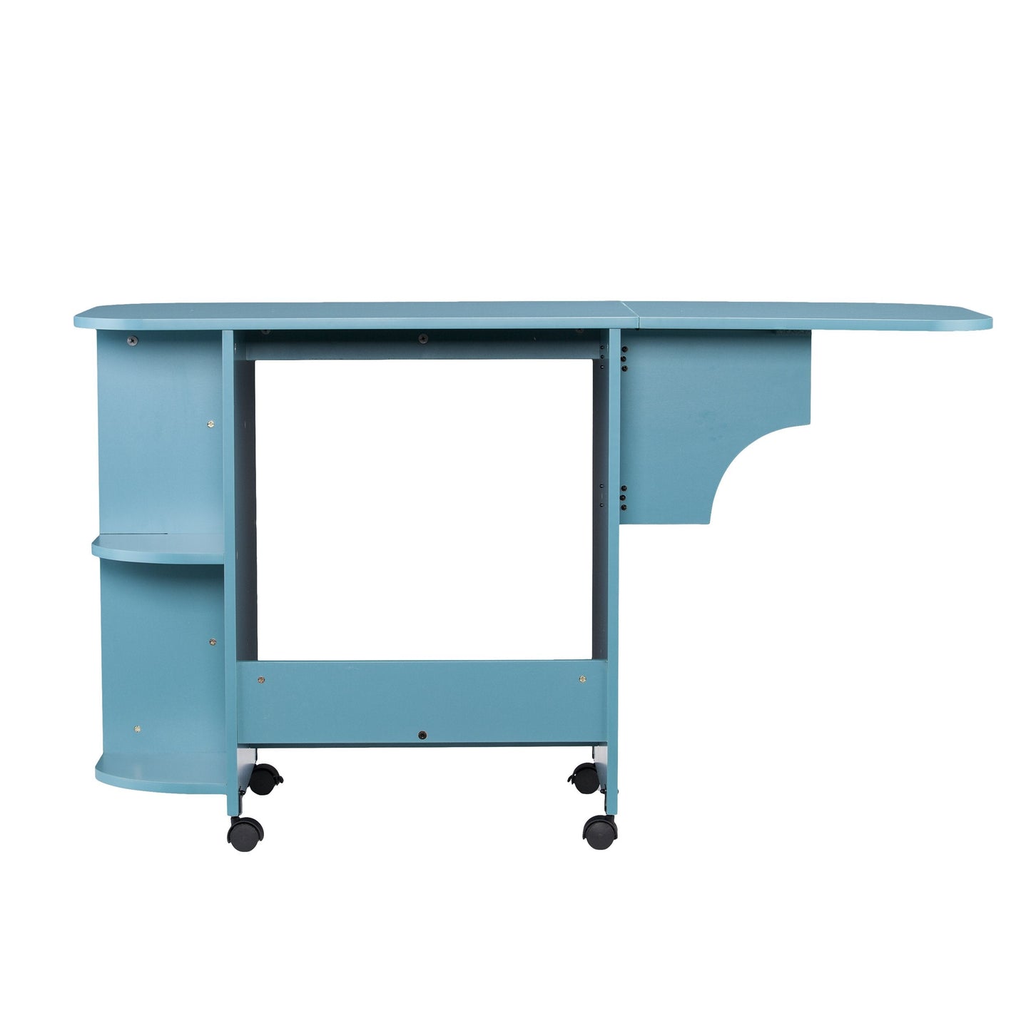 SEI Furniture - Stradville Expandable Rolling Sewing Table Craft Station - Turquoise - Transitional Design, Blue Finish - Ideal for Living Room, Bedroom (HZ8665)