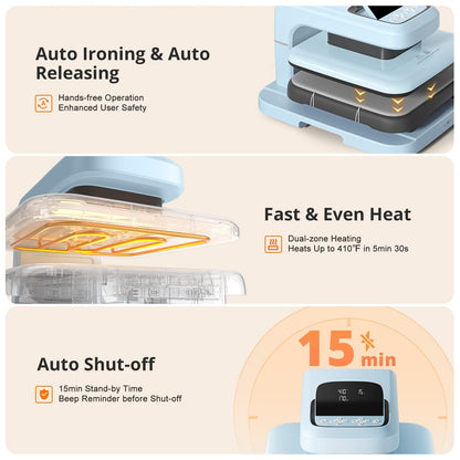 HTVRONT Auto Heat Press 2 - Heat Press Machine for T Shirts with Adjustable Pressure & Higher Heating Height, Heats Up Fast & Evenly Heat Press 15x15 for HTV, Sublimation, Heat Transfer Projects
