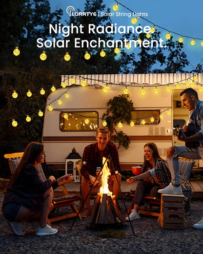 LORRYTE 2-Pack 64FT 100 LED Crystal Globe Solar String Lights Outdoor, Waterproof Solar Lights for Outside, 8 Lighting Modes Patio Decor for Garden Yard Porch Wedding Party(Warm White)