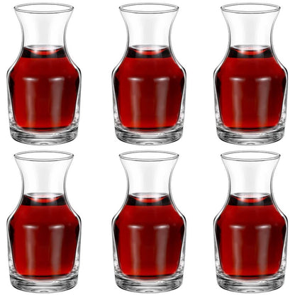 Remagr 6 Pack Single Serving Wine Carafe Glass Small Mini Carafe Individual Wine Refill Decanter for Dinner Parties Tastings Bars Restaurants (7.7 oz)