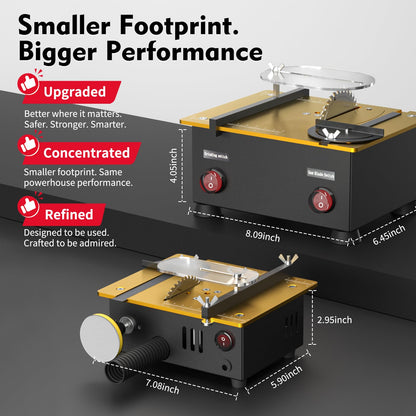 Super Mini Table Saw for Crafts,[Dual Motor & Switches] 7 Speeds MAX 200W Multifunctional Table Saw with 122+ Accessories, Cut/Engrave/Polish/Drill, Compact Design for Model Making, Gift for Creators