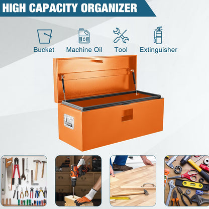 PeakPursuit Heavy Duty Orange Steel Truck Bed Tool Box – 48x15x15 in Weatherproof Lockable Storage Chest, Powder-Coated Metal Safe for Pickup, RV, Trailer, Grooved Cover Style