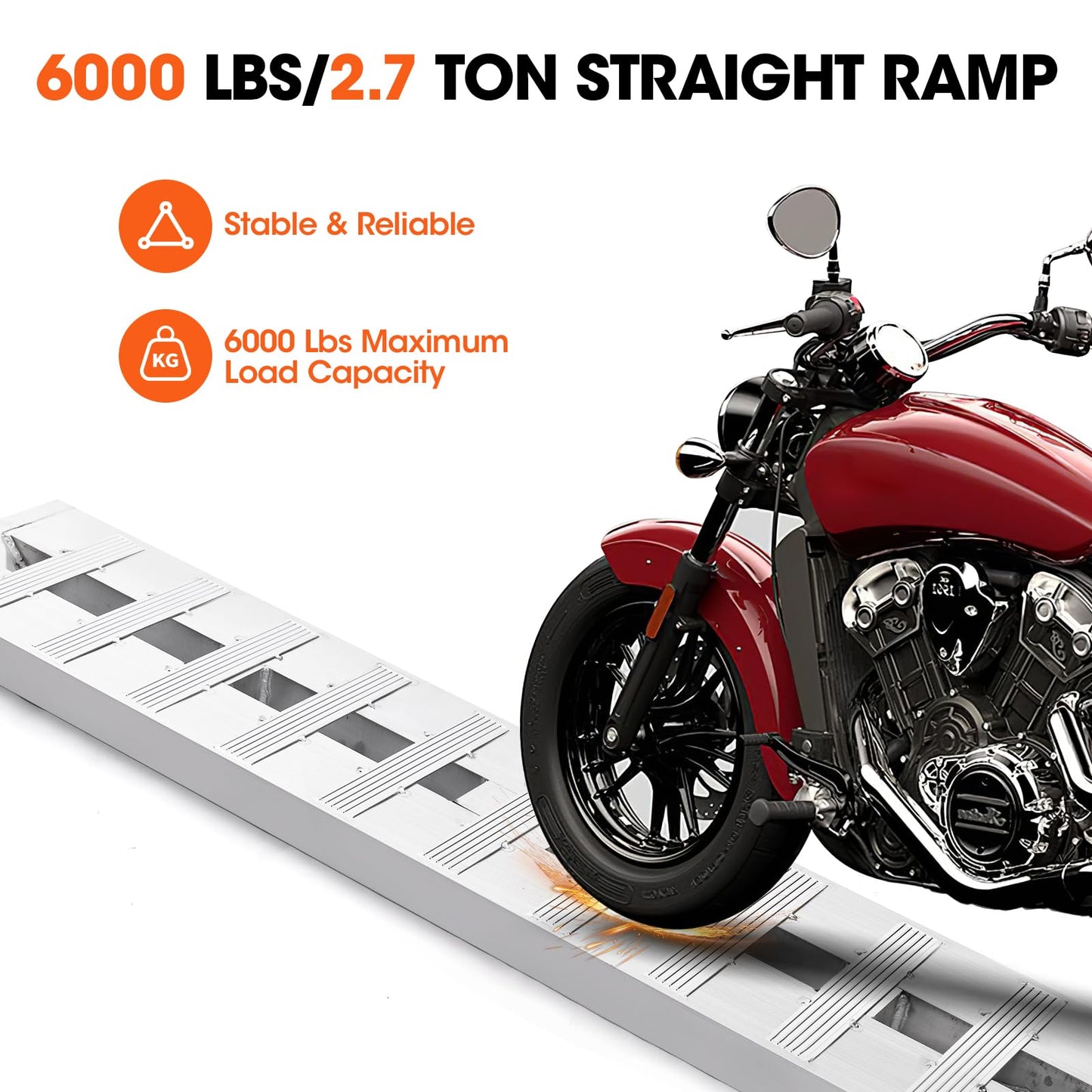 Aluminum Trailer Ramps, 6000LBS Capacity Heavy-Duty Loading Ramps for Bike, Motorcycle, Tractor, ATV/UTV, Trucks, Auto Hauler- with Knife & Hook Ends, 2pcs (84 X 14 Inch)