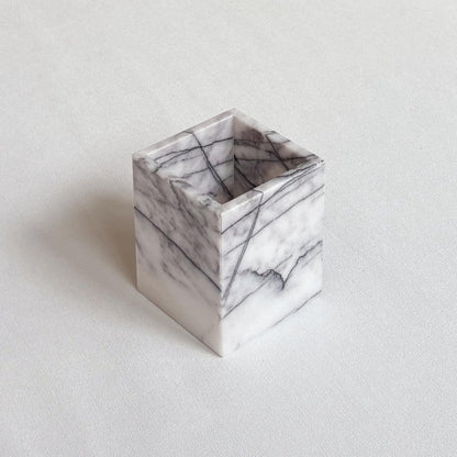StonePlus Natural Marble Stone Square Storage Container Empty Vessel Holder Cup for Candle/Pens/Sundries items (Lilac Marble)