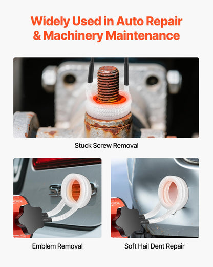 VEVOR Induction Heater Bolt Removal, 1500W 110V Magnetic Induction Heater Kit, Handheld Nut Buster Tool, Mini Heating Machine for Rusty Screw Removing, Car Garage Repairing Tools with 8 Coil and Box