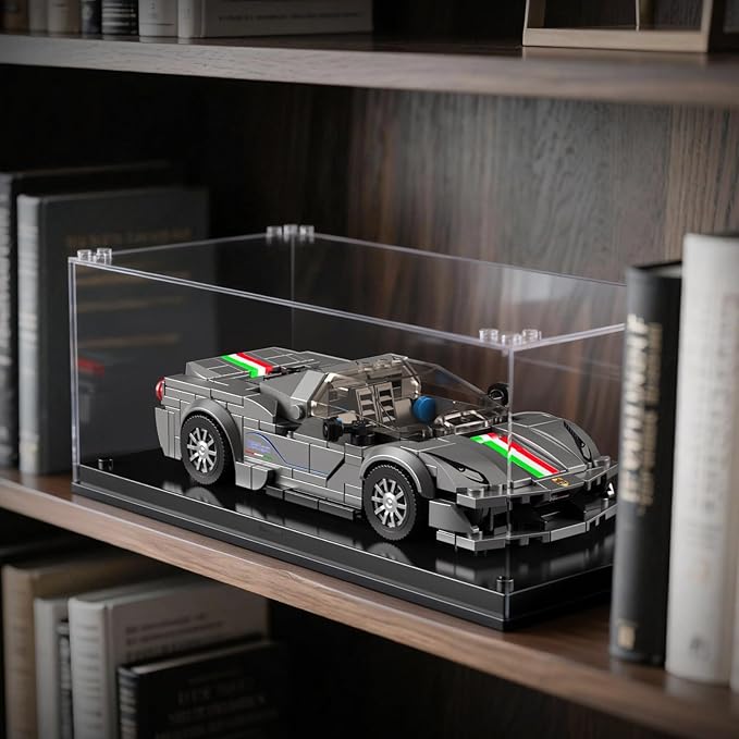 Mould King 488 Pista Speed Champion Technik Car Building Set &amp Display Case Classic Race Cars Birthday Gifts for Adults/Teens MOC Creative Cool Vehicles Model Toys for Fans Age 14+ (368Pcs)