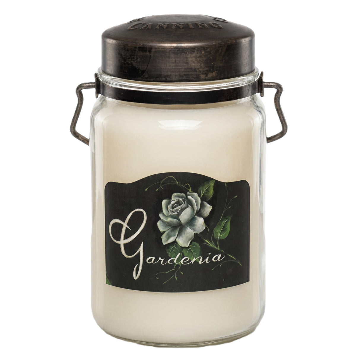 McCall’s Candles | Gardenia | 26 oz Scented Candle | USA-Poured | Vintage Rustic Jar with Carrying Handle | Pure & Sweet Gardenia Blossom Fragrance