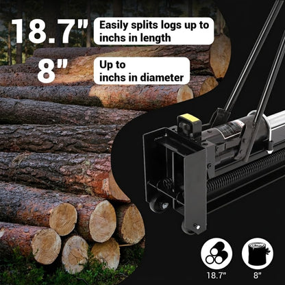 EliteEdge 12 Ton Manual Hydraulic Log Splitter, Heavy Duty Horizontal Firewood Splitter with Steel Frame & Transport Wheels for Farm, Backyard & Homestead