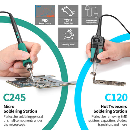 YIHUA 948D IV 5-IN-1 Micro Soldering 1000W Hot Air Rework Desoldering Station with C245 Microsoldering Iron, Hot Tweezers Iron, Desoldering Tool, Suction Pen for BGA SMD Reflow Under the Microscope