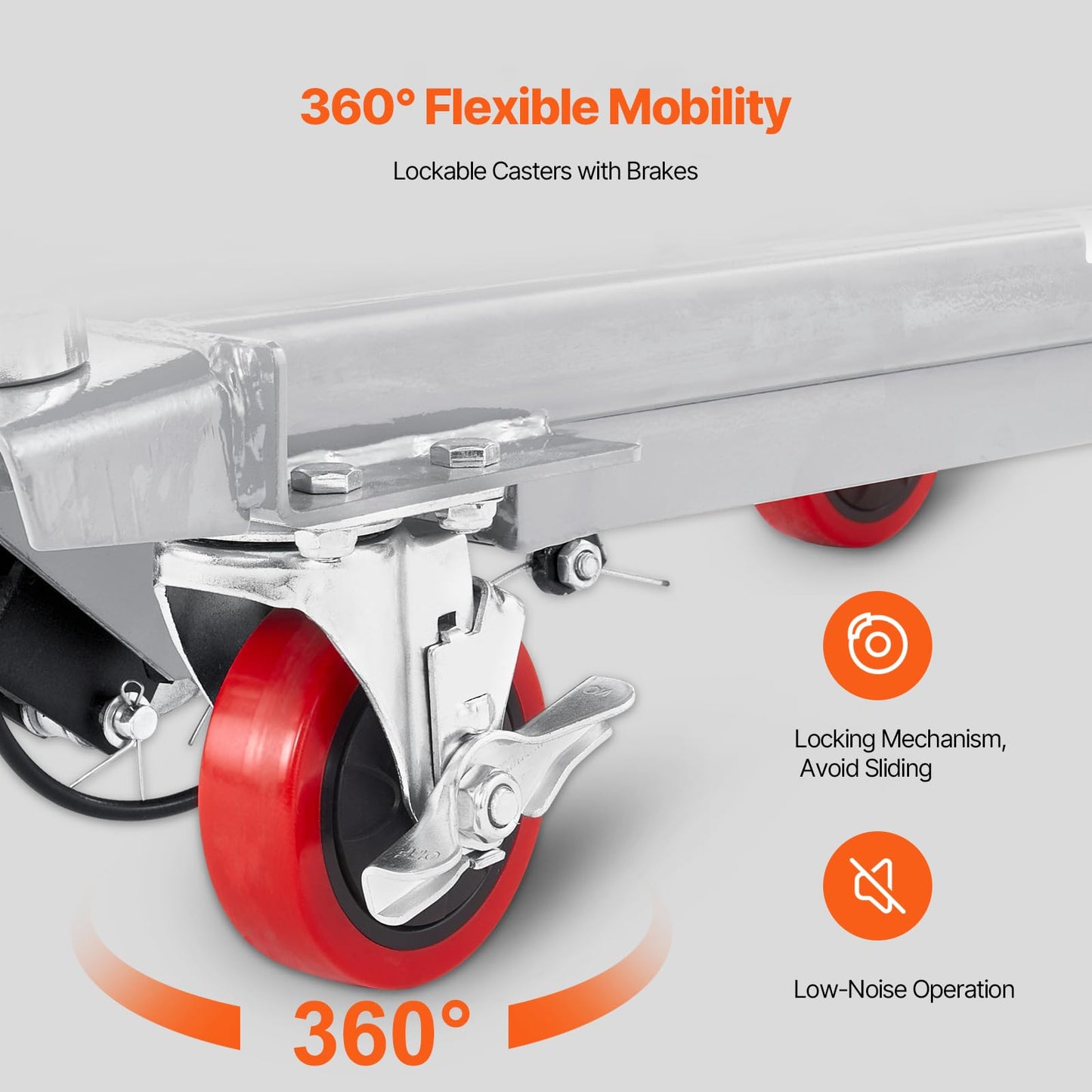 VEVOR Hydraulic Lift Table Cart, 500 lbs Load Capacity, 28.5-Inch Lifting Height, Manual Single Scissor Lift Table with 4 Wheels and Non-Slip Pad, Gray, Alloy Steel