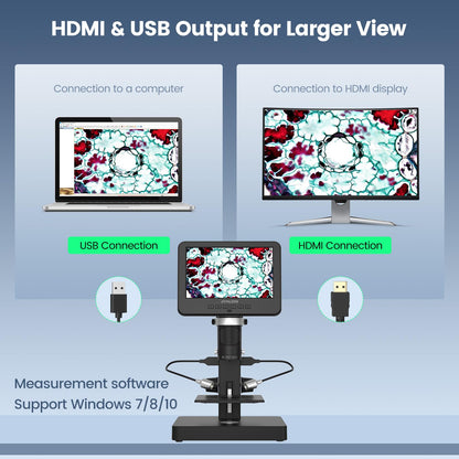 JOYALENS JL246PS 3 Lens 7'' HDMI Digital Microscope 4000X, Biological Microscope for Adults Kids with Prepared Slides, UHD 2160P Video, Full Coin Microscope for Error Coins, Windows Compatible, 32GB
