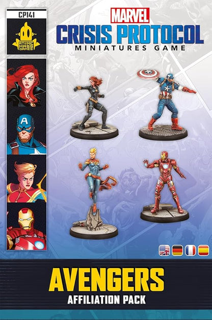 Marvel: Crisis Protocol Avengers AFFILIATION PACK - Earth's Mightiest Heroes in One Box! Tabletop Superhero Game Ages 14+ 2 Players 90 Minute Playtime Made by Atomic Mass Games