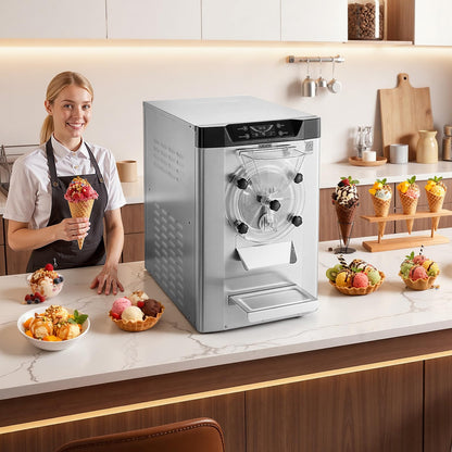VEVOR Commercial Hard Ice Cream Machine, 2000W 3.17-5.28 Gal/Hour, Countertop Gelato Hard Serve Ice Cream Maker with 6L 304 Stainless Steel Cylinder, Auto Clean LED Panel for Snack Bar Restaurants