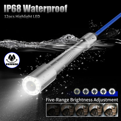 JINXINEBAY 10 Inch IPS Sewer Inspection Camera with 512Hz Locator, 1080P AHD, 50M Cable, DVR, Auto Self-Leveling, 5X Zoom, TF Card, LED Lights for Pipe/Wall/Drain (100FT)