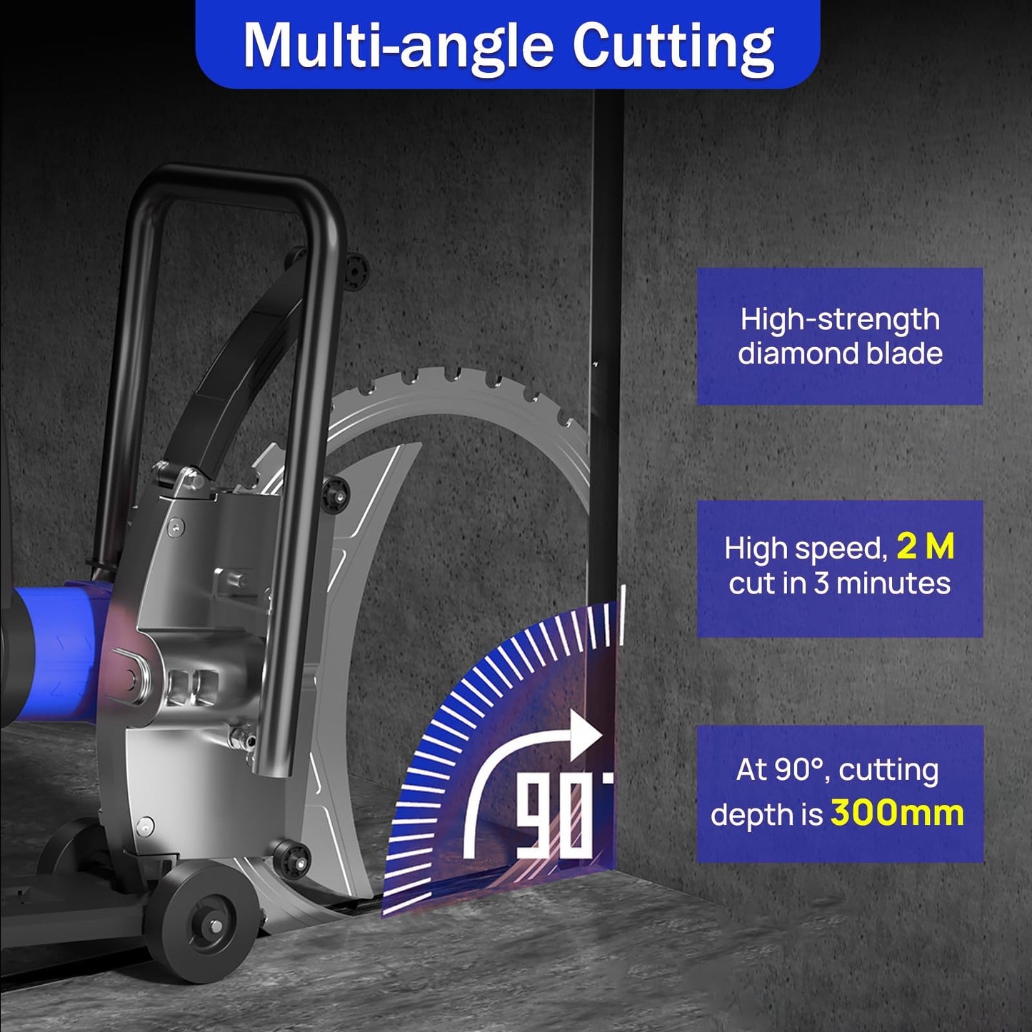 Bonxrdun Electric Concrete Saw, 9000W 110V 400MM Diamond Grain Blade, Ring Concrete Saw Cutter, for Construction Site, Road Repair, Municipal Engineering & Concrete Slab