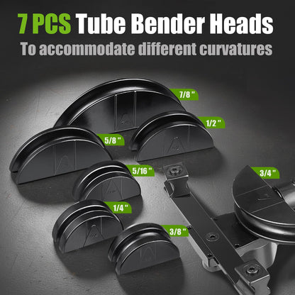 Super Stars Hydraulic Tubing Pipe Bender Kit 1/4in–7/8in - HVAC Copper Pipe Bender with 7 Aluminum Dies - 90 Degree Pipe Bending Tool for Air Conditioner and Refrigerator Repair