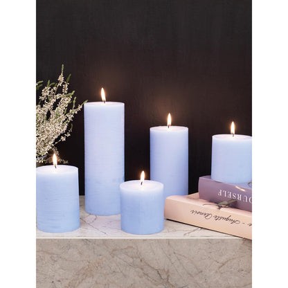 CANDWAX 3x4 inch Pillar Candles Set of 3 – Unscented Dripless Rustic Light Blue Candles for Decor, Centerpieces, Gender Reveal Party
