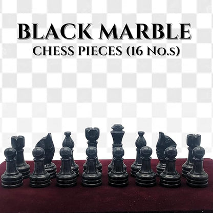 Handcrafted Premium Marble Chess Pieces Set – Elegant 32-Piece Replacement for 12-15 Inch Chess Boards Storage Box (Black and Onyx)