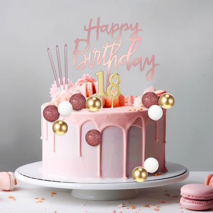 Yerliker 34 Pcs Happy Birthday Cake Toppers Decorations Birthday Candles DIY Cake Decor for Men Women Wedding Anniversary(Dusty Pink)