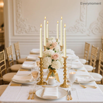Everymoment Ivory Taper Candles - 36 Pack 10 Inch Candlesticks - Dripless & Smokeless Tapered Candle 8 Hours Unscented Cream Candle Sticks - Perfect for Wedding Holiday Dinner Party Home Decor