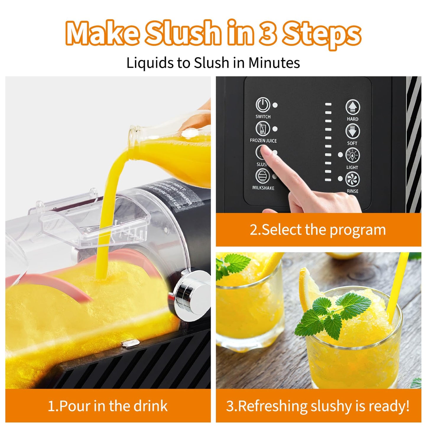 MilleLoom 84oz (2.5L) Slushie Machine with 3 Preset Modes - Frozen Drink Maker for Slush, Milkshake & Frappe, Auto-Clean, LED Display, One-Touch Dispensing for Home & Party Use