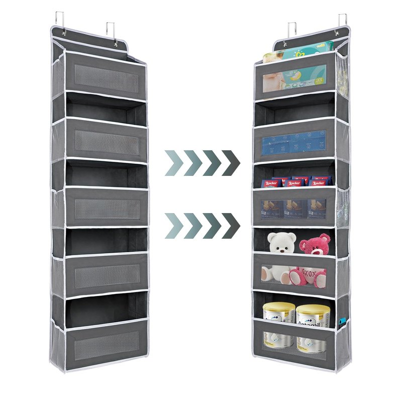 BTaoyutt Over The Door Organizer Storage, Behind Door Storage for Bathroom,Camping car, Pantry, Nursery（ Grey）