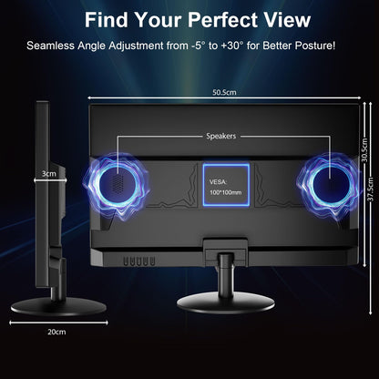 Akntzcs 22-Inch Touchscreen Monitor FHD 1920x1080P 75 Hz Computer Monitor PC Monitor with HDMI, BNC, VGA,Multi-Touch Display, Adjustable Angle, Built-in Speakers