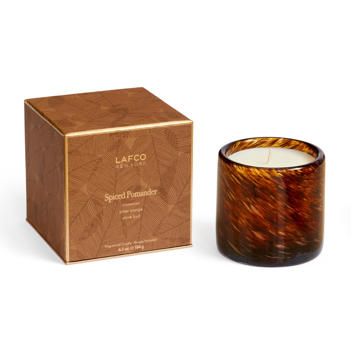 LAFCO New York Fall Classic Candle, Spiced Pomander - 6.5 oz - 50-Hour Burn Time - Reusable, Hand Blown Glass Vessel - Made in The USA