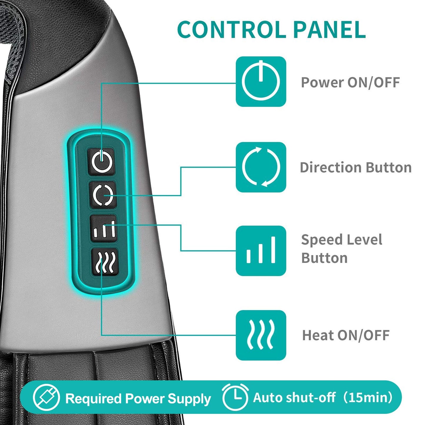 Nekteck Shiatsu Neck Massager for Pain Relief Deep Tissue with Heat, 3D Kneading Massage Pillow Back Shoulder Massagerfor Body Muscle, Plug-in Use for Home Office Car, Gifts for Mom Dad Him Her