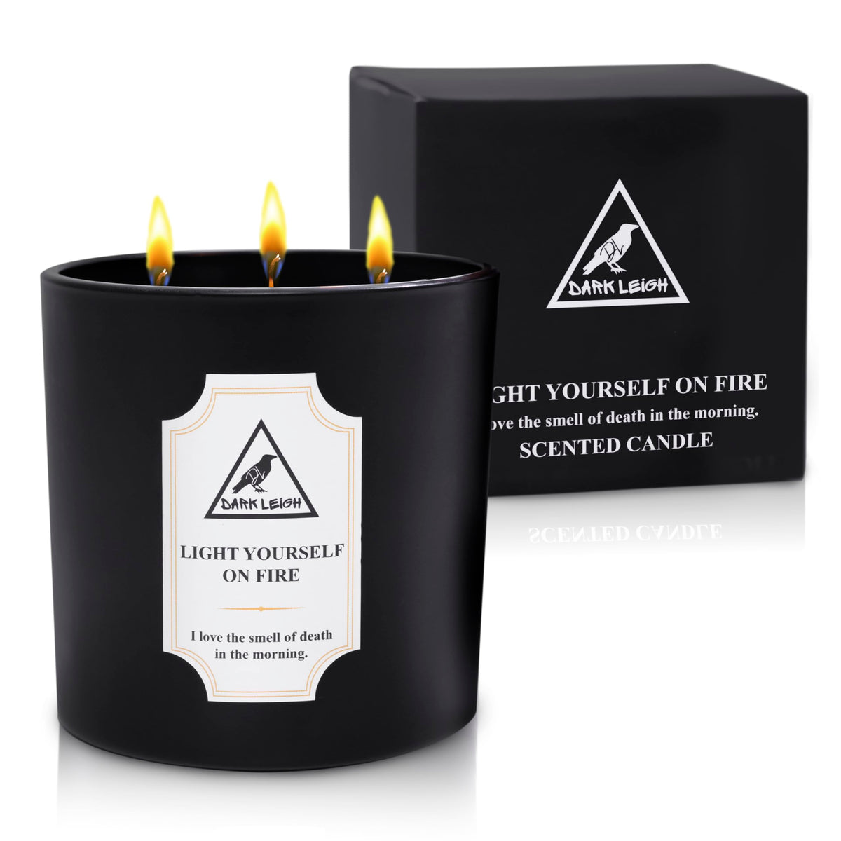 Dark Leigh Funny Candle - Black Amber Scented Soy Candles Home Decor Gifts, Unique Sarcastic Humor Gift Ideas for Women Men Coworker Christmas White Elephant, Quirky Romantic Cute Wife Girlfriend