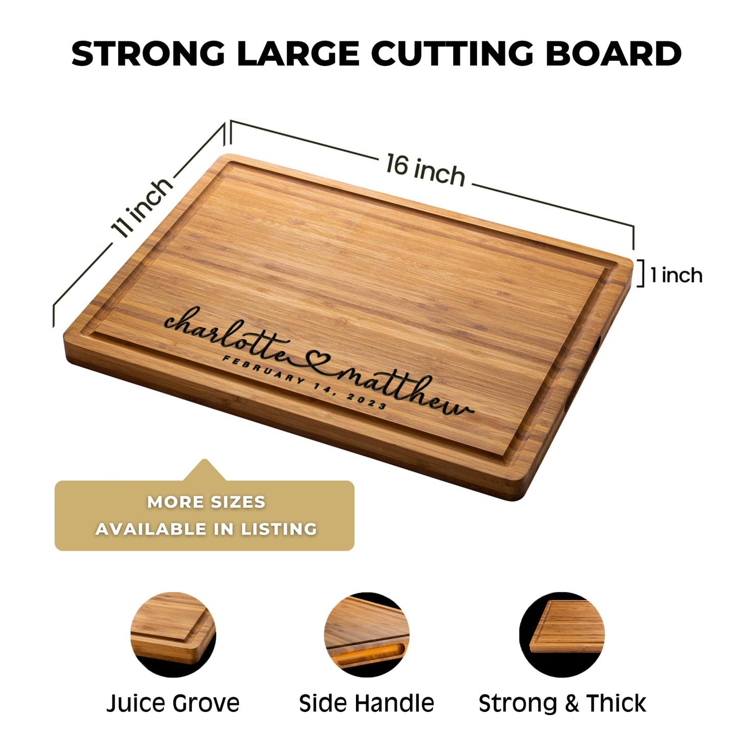 Personalized Wood Engraved Cutting Board - Valentines Day Gifts for Her - Unique Present for Wedding, Anniversary, Housewarming, Birthday, Holiday, or Romantic Gift Idea for Friends, Family, Mom, Dad