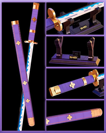 39in Sword Building Block Sets Compatible with Lego Set 936PCS Roronoa Zoro Yamato Samurial Sword with Scabbard and Stand for Boys Adults 8 9 10 11 12 13 14