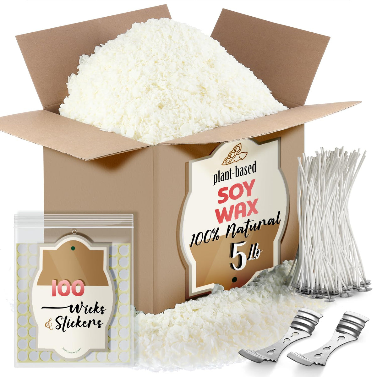 Etienne Alair Organic Soy Candle Wax for Candle Making, 5 lbs Natural Candles Making Supplies, Beeswax-Free, Paraffin-Free, Pure Soy Wax Flakes Perfect for Candles, Tealights and Melts