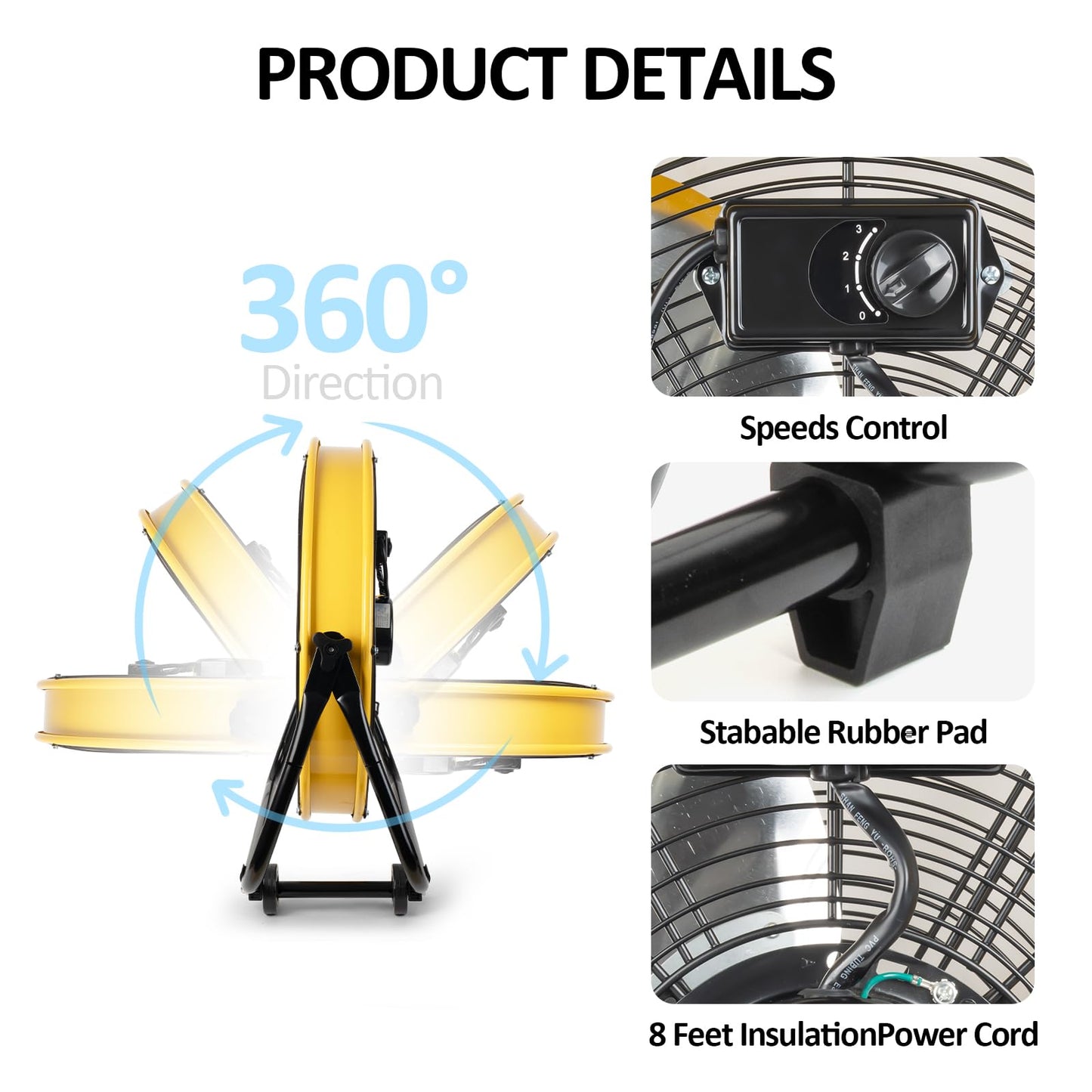 BEESTAR 24 Inch Industrial Drum Fan, High Velocity Heavy Duty Metal Fan 8800CFM 3 Speed 360° Tilt 1/3HP Motor Larg for Garage,Warehouse,Greenhouse,Shop,Workship,Basement (24 INCH)
