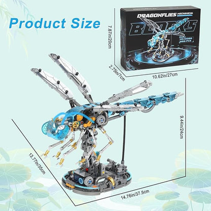 Mechanical Dragonfly Building Blocks STEM Kit - Insect Animal World Model with LED Light &amp Display Stand Educational Toys for Boys Ages 12+ &amp Adults and Kids Creative Birthday Gift