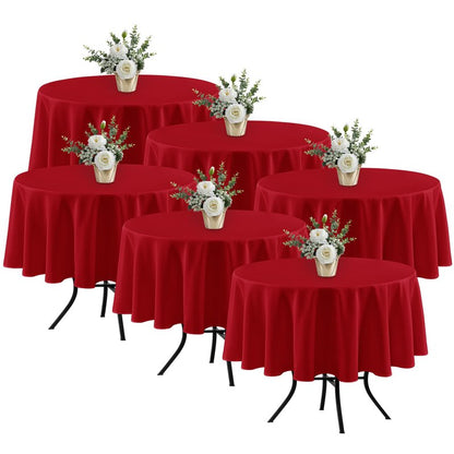 Fitable 6 Pack Red Round Table Clothes - 70 Inches in Diameter - Stain Resistant and Washable Tablecloths, Polyester Fabric Table Covers for Wedding, Party, Banquet, Gathering