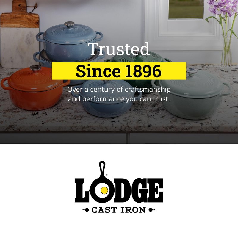 Lodge Essential Enamel Cast Iron Dutch Oven 6 Quarts - Perfect for Bread Baking, Braising, Marinating & Slow Cooking, Features Moisture-Sealing Lid & Dual Handles, Kitchen Essentials, Lilac
