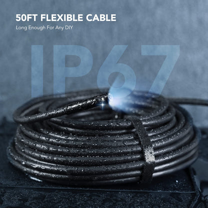 DEPSTECH 50FT Endoscope Camera with Light: Triple Lens 5" IPS Screen Sewer Inspection Camera, 1080P Industrial Borescope, Split Screen, Semi-Rigid Cable, Waterproof Drain Pipe Tool, Carrying Case