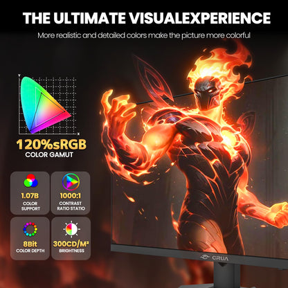 CRUA 27” 4K Gaming Monitor, UHD 3840x2160 160Hz IPS Screen, Height/Pivot/Swivel/Tilt Adjustable Vertical Monitor, Support AMD FreeSync, Built-in Speakers, 120% sRGB, PIP/PBP, HDMI 2.1 & DP 1.4-Black