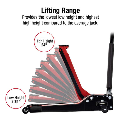 Sunex 6602LP 2 Ton Low Rider Steel Service Jack & BIG RED T43202 Torin Heavy Duty Steel Jack Stands: 3 Ton (6,000 lb) Capacity Car Lifting Stand,1 Pair (Not Suitable for SUV,Truck)