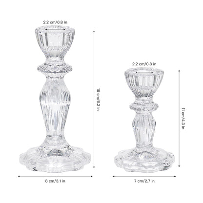 CHOCSTAY Glass Candlestick Holders Set of 6, Clear Stripe Taper Candle Holders for Table Centerpiece, Home Decorations, Wedding and Party