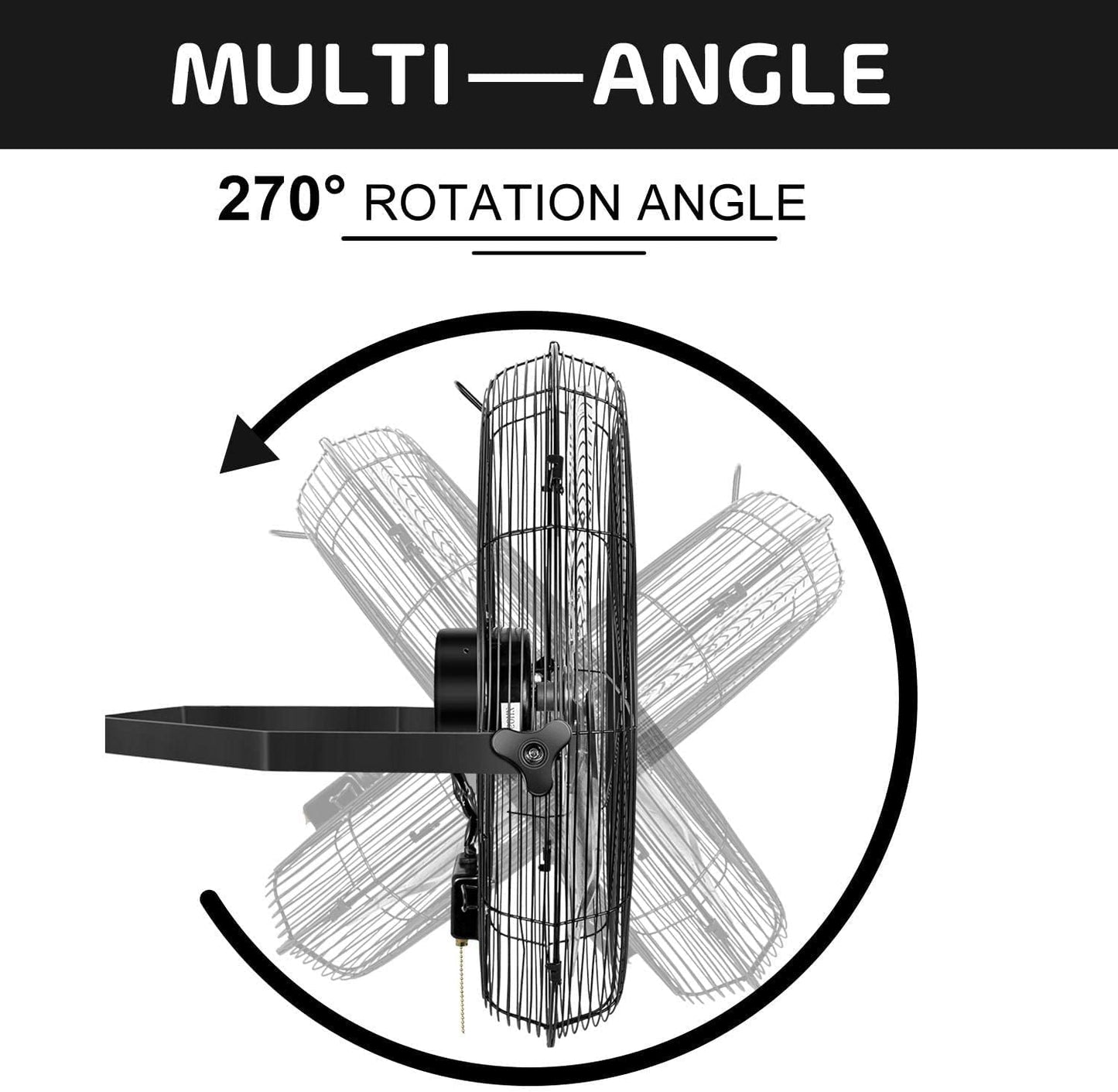 Simple Deluxe 24 Inch Industrial Wall Mount Fan, 3 Speed Metal Fan for Warehouse, Greenhouse, Workshop, Patio, Factory and Basement, Black, 2 Pack