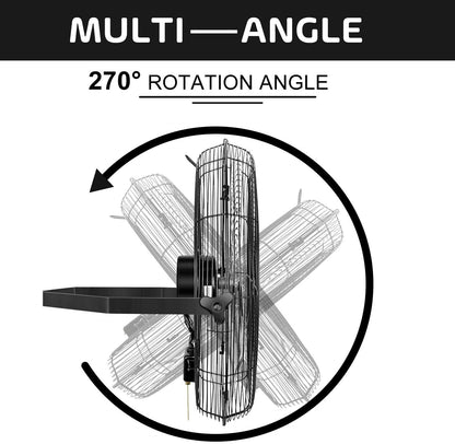 Simple Deluxe 24 Inch Industrial Wall Mount Fan, 3 Speed Metal Fan for Warehouse, Greenhouse, Workshop, Patio, Factory and Basement, Black, 2 Pack